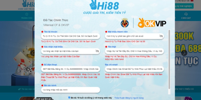 Thể thao Hi88 - Trải nghiệm trò chơi trực tuyến hấp dẫn 6 Những bước cơ bản đăng ký tham gia thể thao Hi88